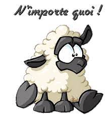 dessin humoristique d'un petit mouton qui dit "n'importe quoi"